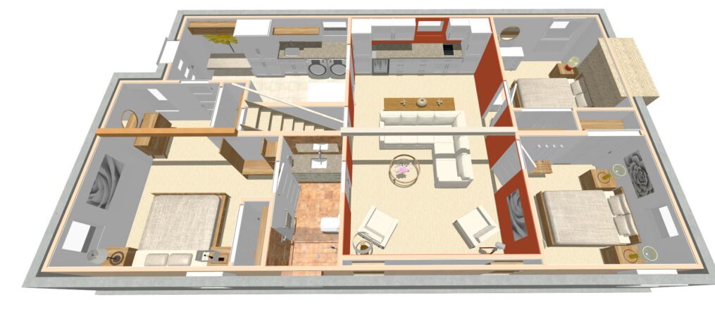 Seattle Basement Remodel 3D Basement Render